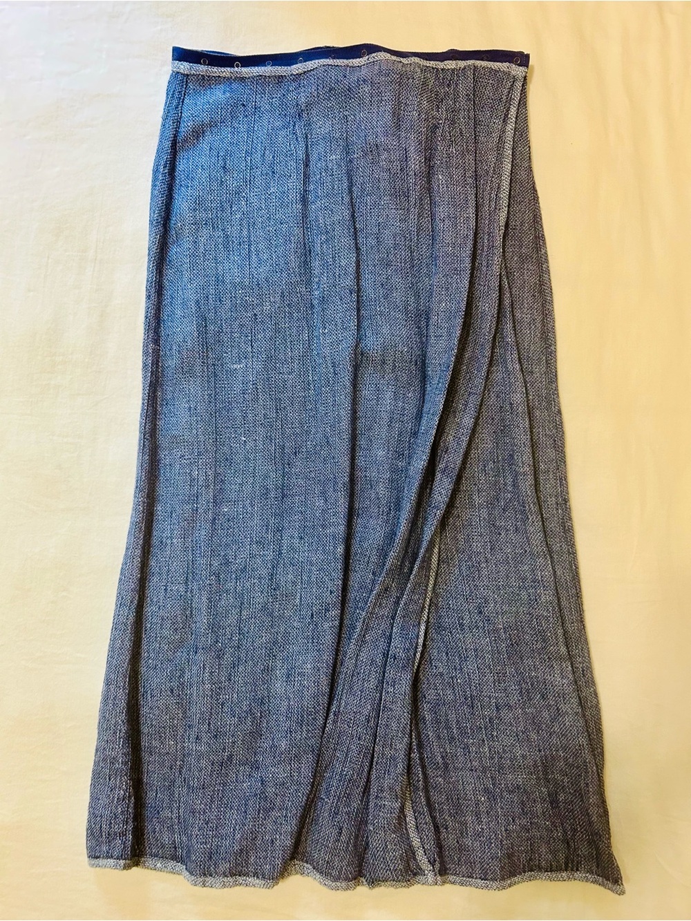 Vintage 70s 80s Reversible Blue Tweed Adjustable Snap Wrap Midi Skirt M L - Picture 11 of 11